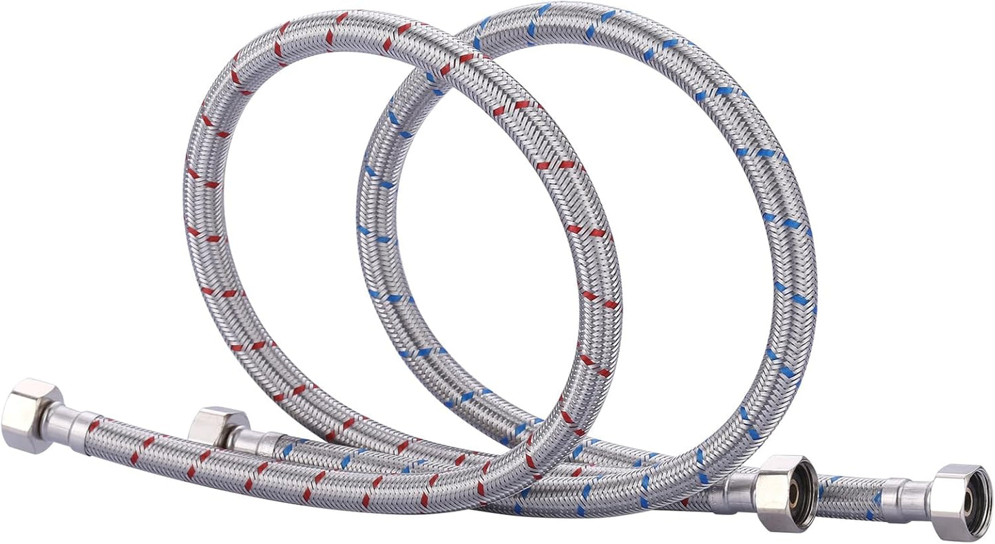 36 Inch Length Faucet Hose 1/2” to 1/2”, Braided Stainless Steel cUPC Supply Lines 1/2 Inch FIP x 1/2 Inch FIP Sink Hose Attachment for Faucet 1 Pair