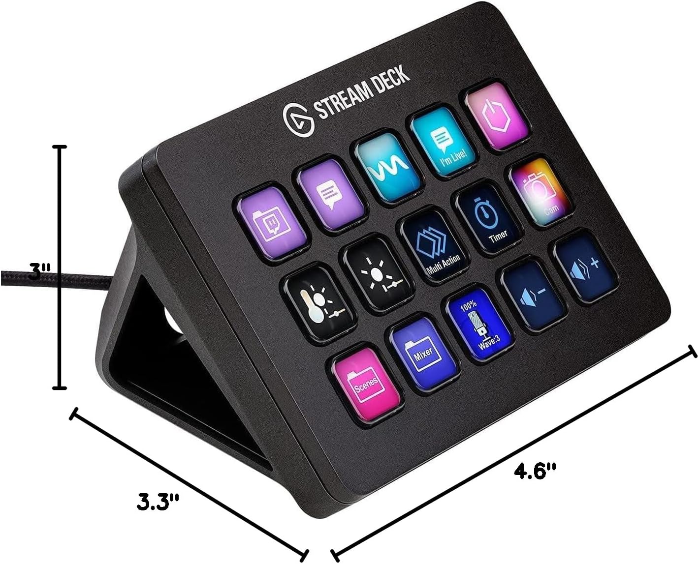 Elgato Stream Deck MK.2 – Studio Controller, 15 macro keys, trigger actions in apps and software like OBS, Twitch, YouTube and more, USB, works with Mac and PC