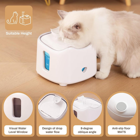 Ducksky Cat Water Fountain:Pet Drinking Fountain for Cats - Automatic Dog Water Dispenser Bowl,Water-Electricity Separation,Double Layered Water-Bucket & Visualization of Water-Level