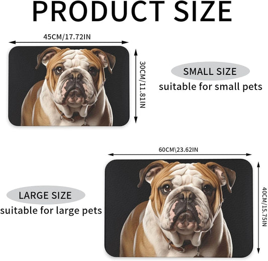 Pet Feeding Mat Leather Dog Food Mat Waterproof Pet Tablecloth English-Bulldog Pet Placemat for Dogs Absorbent Dog Bowl Mat Anti-Slip Dogs Mats for Food and Water