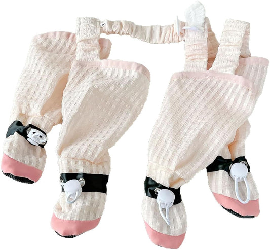 Anti Dirt Pants for Dog, Suspenders Boot, Shoes Leggings, Slip Dogs Paws Protector for Rain Snow Walking Slip Boot Sock for Small Paws Protector