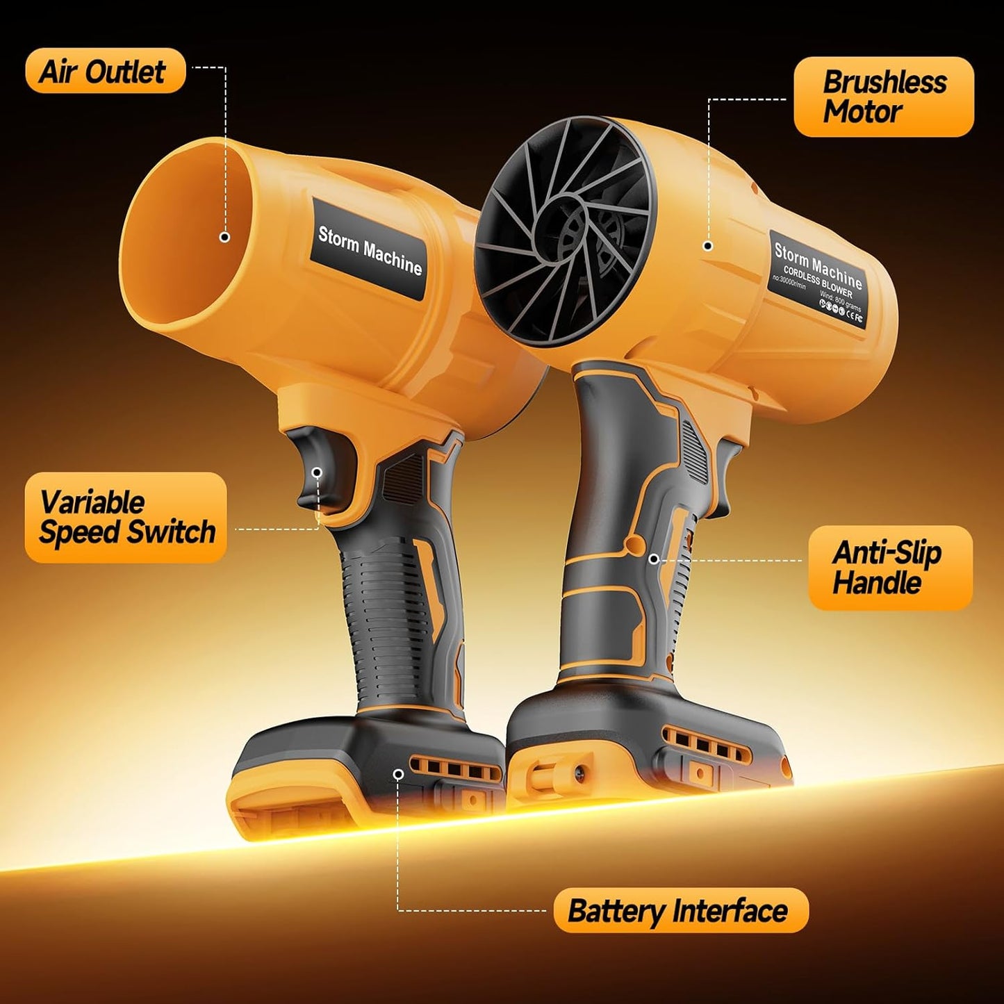 Cordless Leaf & Dust Blower Compatible with DEWALT 20V Battery, Jet Fan with Brushless Motor, Handheld Air Blower for Car Drying, Lawn Care, Home Cleaning (Tool Only,No Battery)