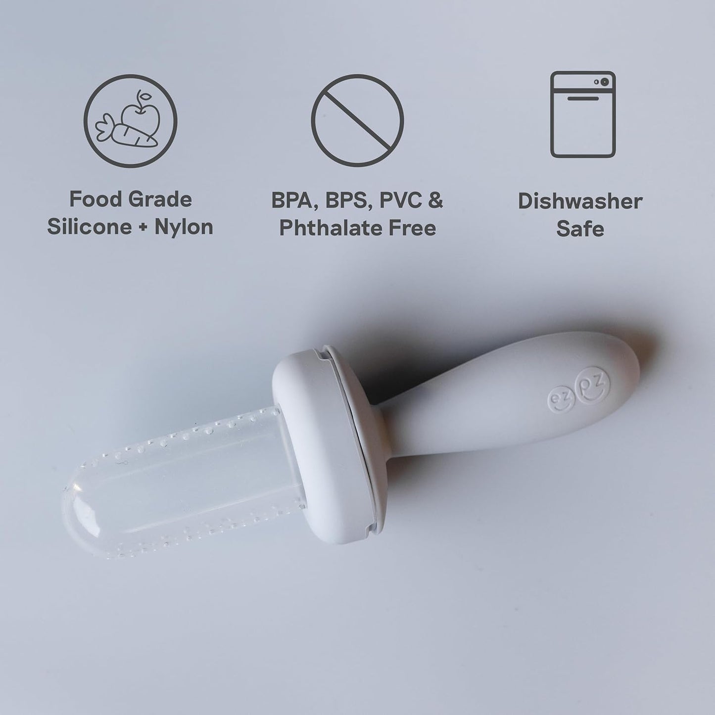 ezpz Baby-Led Gumline Feeder (Sage) - Silicone Fruit Feeder for Infants 4 Months + - Baby Feeding Essentials - BLW Tools - Works Best with Compatible Ice Tray (Sold Separately)