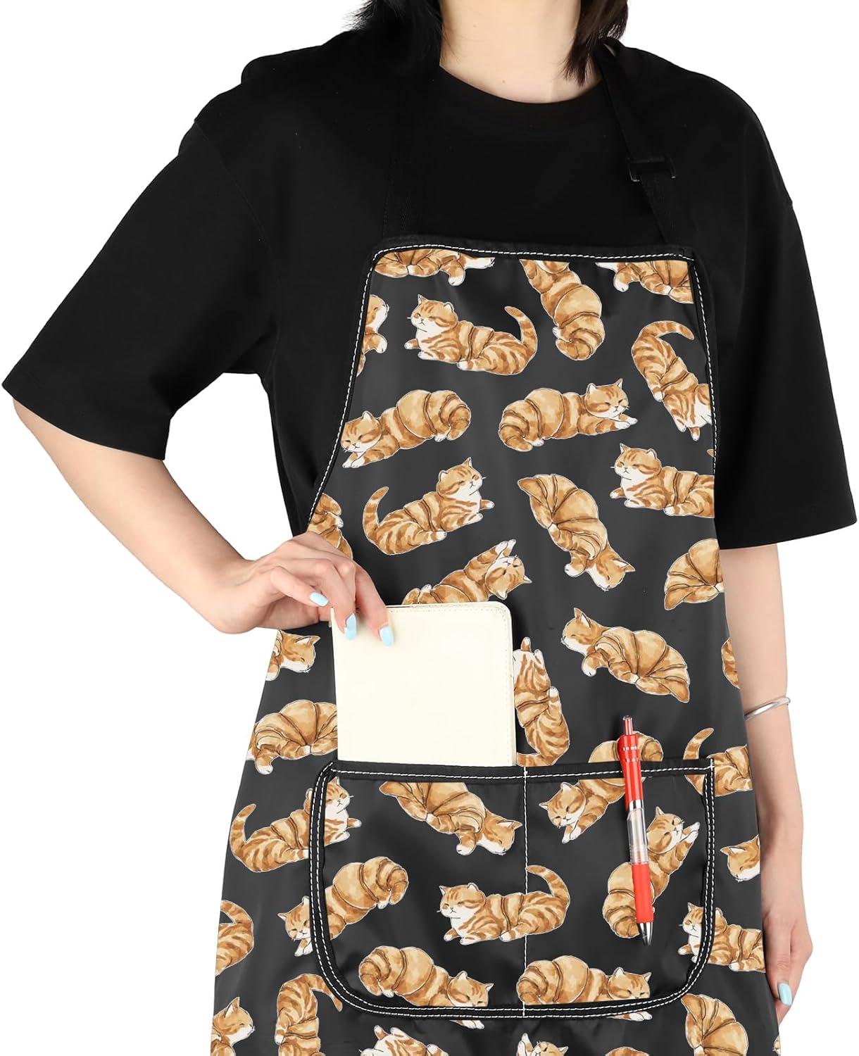 VAMSII Plant Lover Gift Cat Gardening Apron With Pockets Cat Mom Gift Gardener Apron