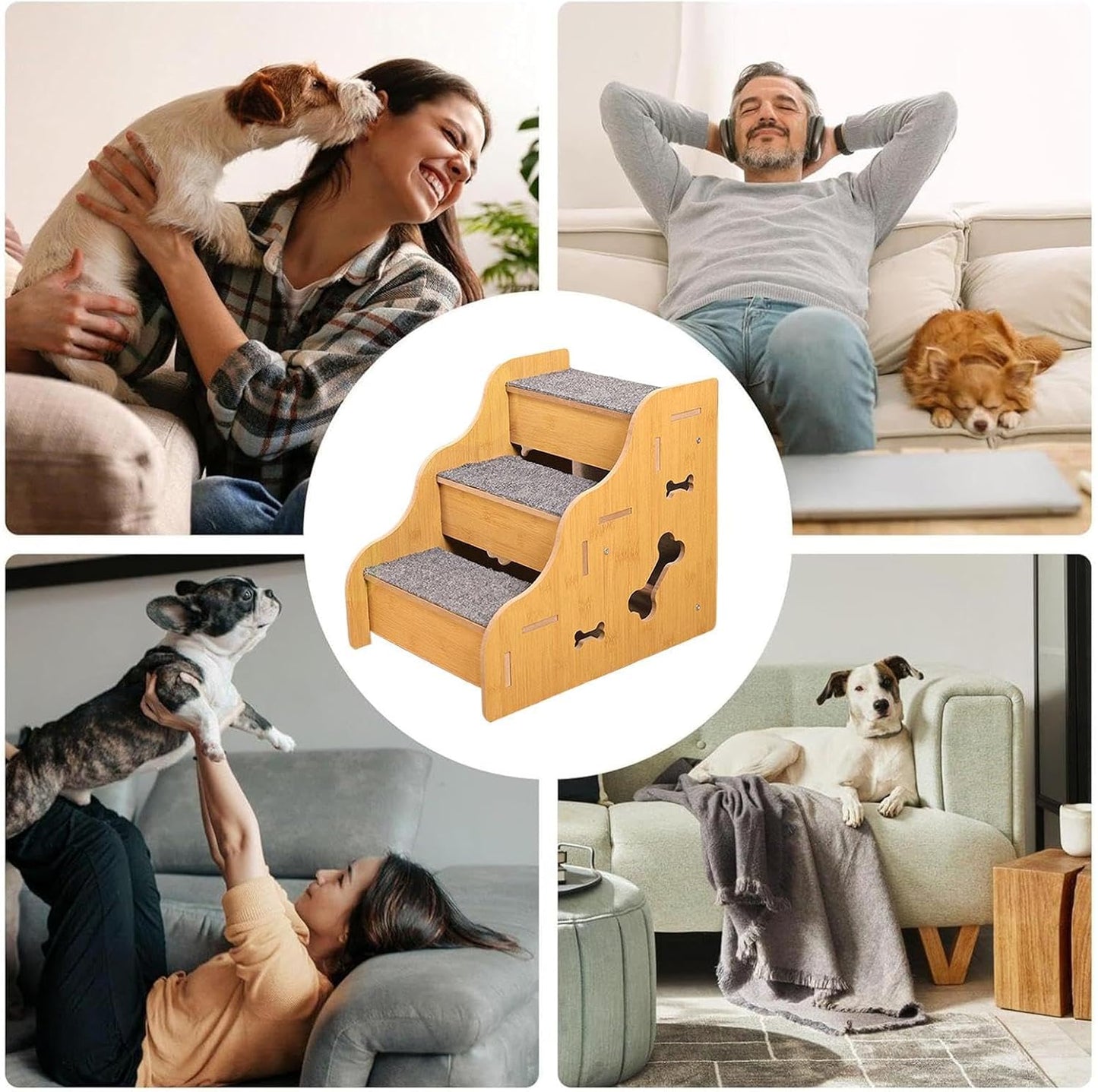 Pet Stairs - Puppy Climbing Ramp Stairs, Dog High Bed Steps with Non Slip Surfaces & Lightweight Design for Indoor Bedroom Sofa Window Living Room RV Couch Furniture Apartment Use