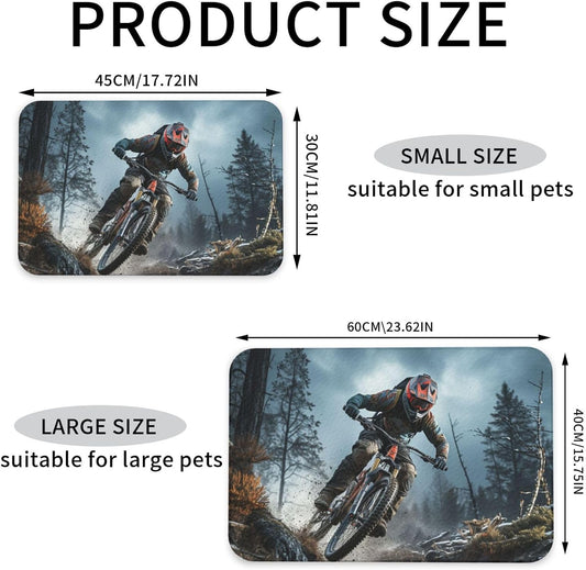 Pet Feeding Mat Leather Dog Food Mat Waterproof Pet Tablecloth Mountain Bike Tournament Pet Placemat for Dogs Absorbent Dog Bowl Mat Anti-Slip Dogs Mats for Food and Water