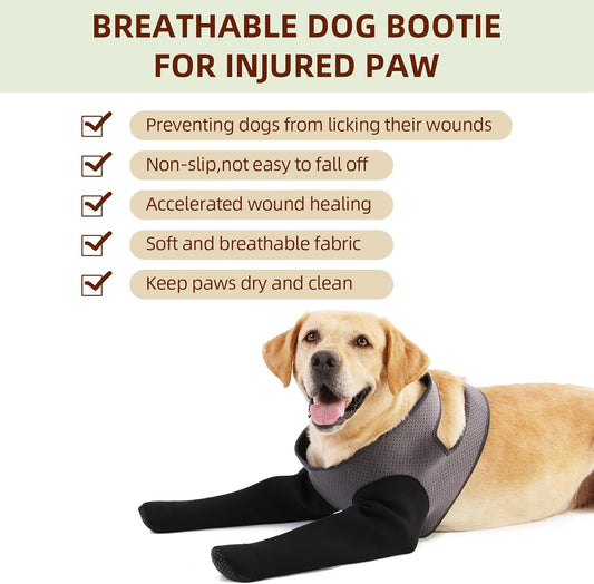 Dog Socks to Prevent Licking Paws ,Breathable Leg Sleeve to Stop Licking and Biting,Firm and Secure Protect Wounds Dog Recovery Sleeve Socks (2XLarge-Gray)