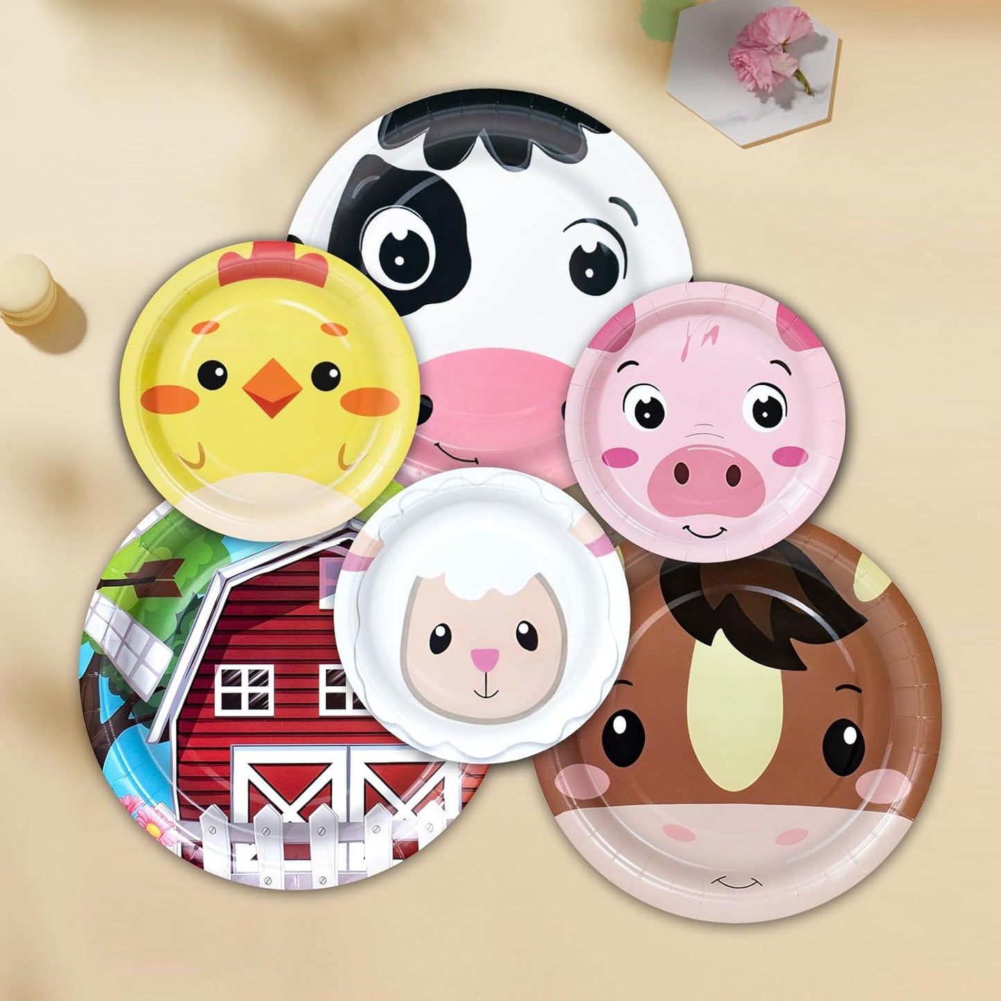 180Pcs Farm Animals Party Supplies Paper Plates and Napkins Serve 60 Disposable Tableware Set for Birthday Party Decorations Game Day Family Holiday Sports Events