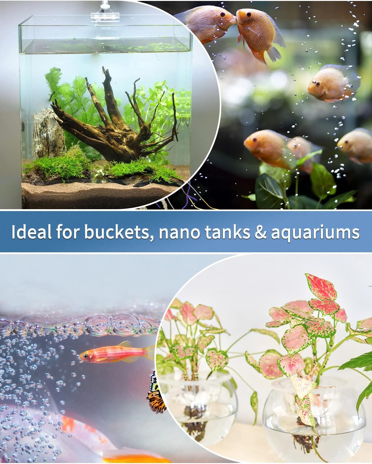 Pawfly Aquarium Air Stone Disc, 0.9 Inch Tiny Fish Tank Air Stone Kit Ultra-High Dissolved Bubbler Airstone with Accessories for Aquarium Fish Tank and Small Bucket(Pump and Tubing Not Included)