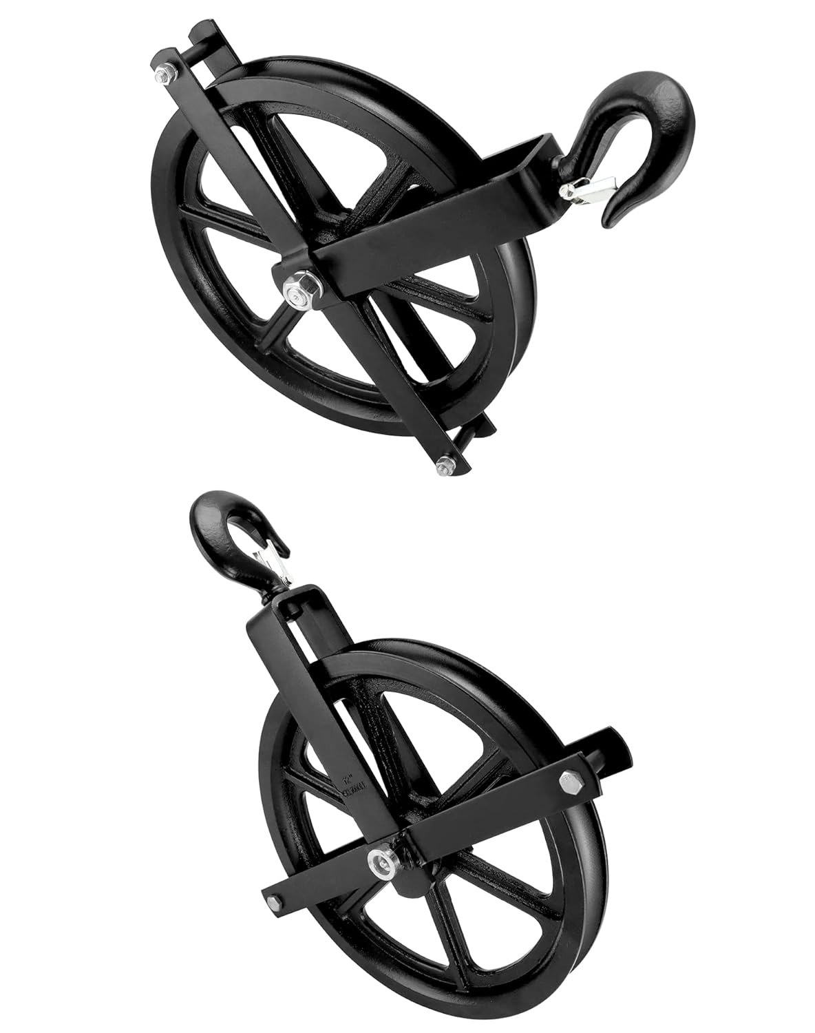QWORK Scaffolding Wheels, 12" Aluminum Lifting Pulley, 1000 Lbs Ladder Hook Pulley Scaffold Hoist Pulley for Lifting with Rope