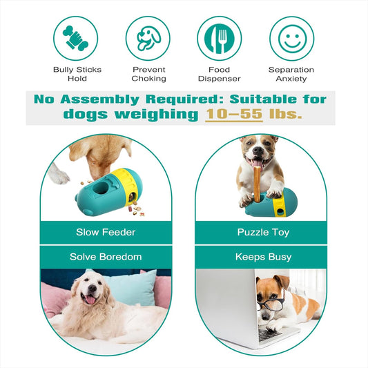 Dog Puzzles Feeder,Puppy Interactive Toys,Indestructible Puppy Toy, Adjustable Food Treat Dispenser, Perfect Alternative to Slow Feeder Dog Bowls,Bully Stick Holder for Dogs (Green)