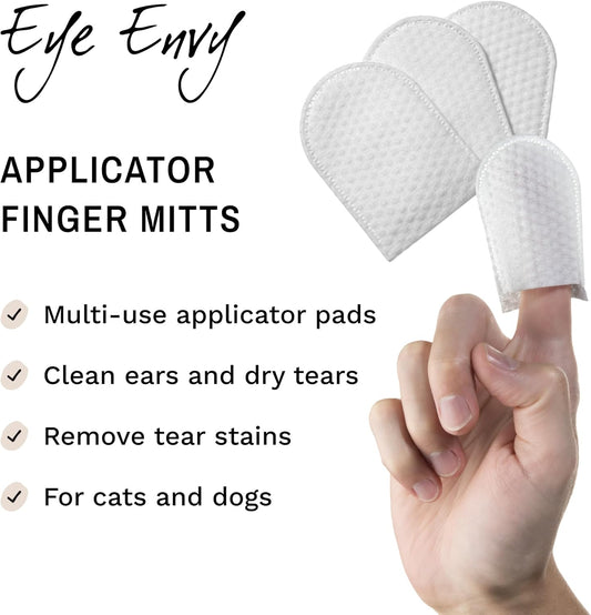 Eye Envy Finger Mitts Clean Dog Ears & pet tears. Use Tear Stain Solution or Ear Cleaner. Gently Remove Crusts, Earwax & Debris. Soft Fabric Finger cots. 40 Count.