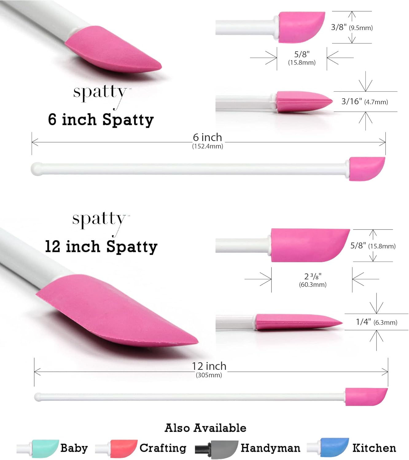 Spatty Daddy Beauty Spatula Set (6 and 12 Inch Pink) Mini Makeup Tool, Makeup Beauty Set, Stocking Stuffers, Teenage Girls Gifts, Best Stocking Stuffers for Moms, Gifts for Women Who Have Everything
