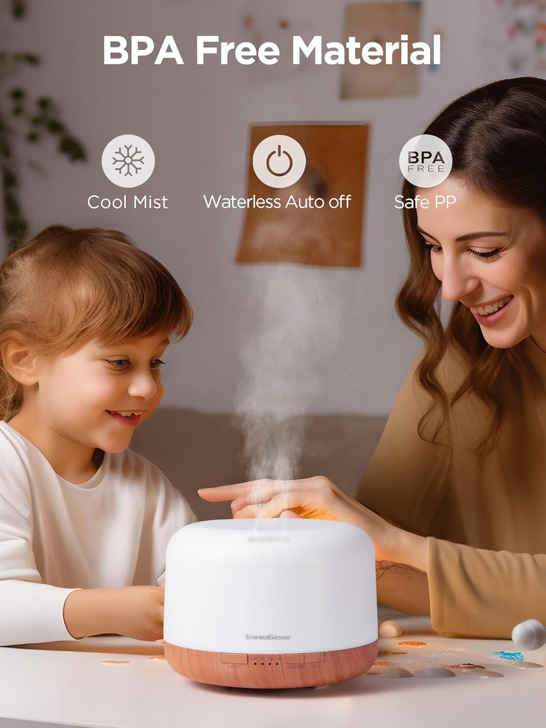 InnoGear 500ml Essential Oil Diffuser with Remote Control, Premium Ultrasonic Aromatherapy Diffusers Scent Humidifier Vaporizer Auto-Off Timer for Large Room Home, Yellow
