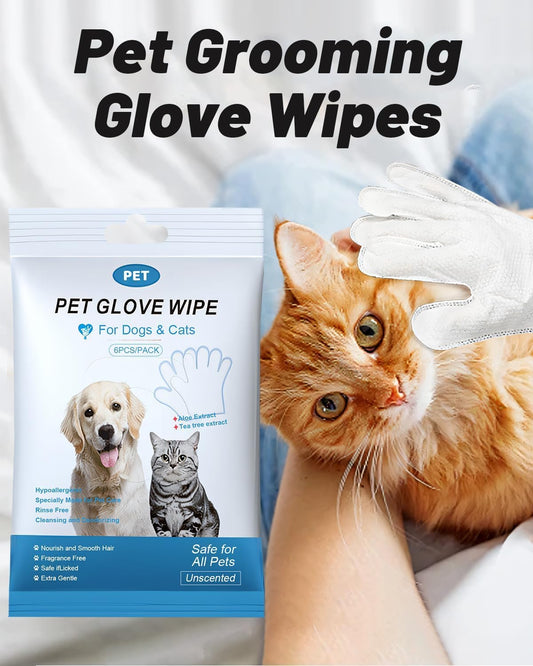 Dog Glove Wipes for Paws, Butt, Ears & Eyes - Pet Cleaning Wipes After Walk, Potty & Grooming | Extra Large Thick Rinse-Free for Dogs & Cats | Hypoallergenic Fragrance-Free for On-the-Go & Camping