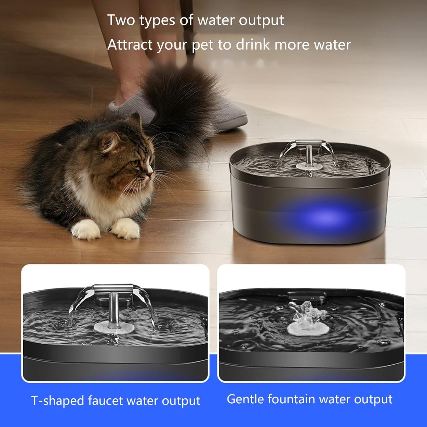 T Shape Outlet Pet Water Dispenser 2.2L Quiet Operations Food Grade Pet Water Fountain Hydrations Systems Automatic Pet Water Fountain