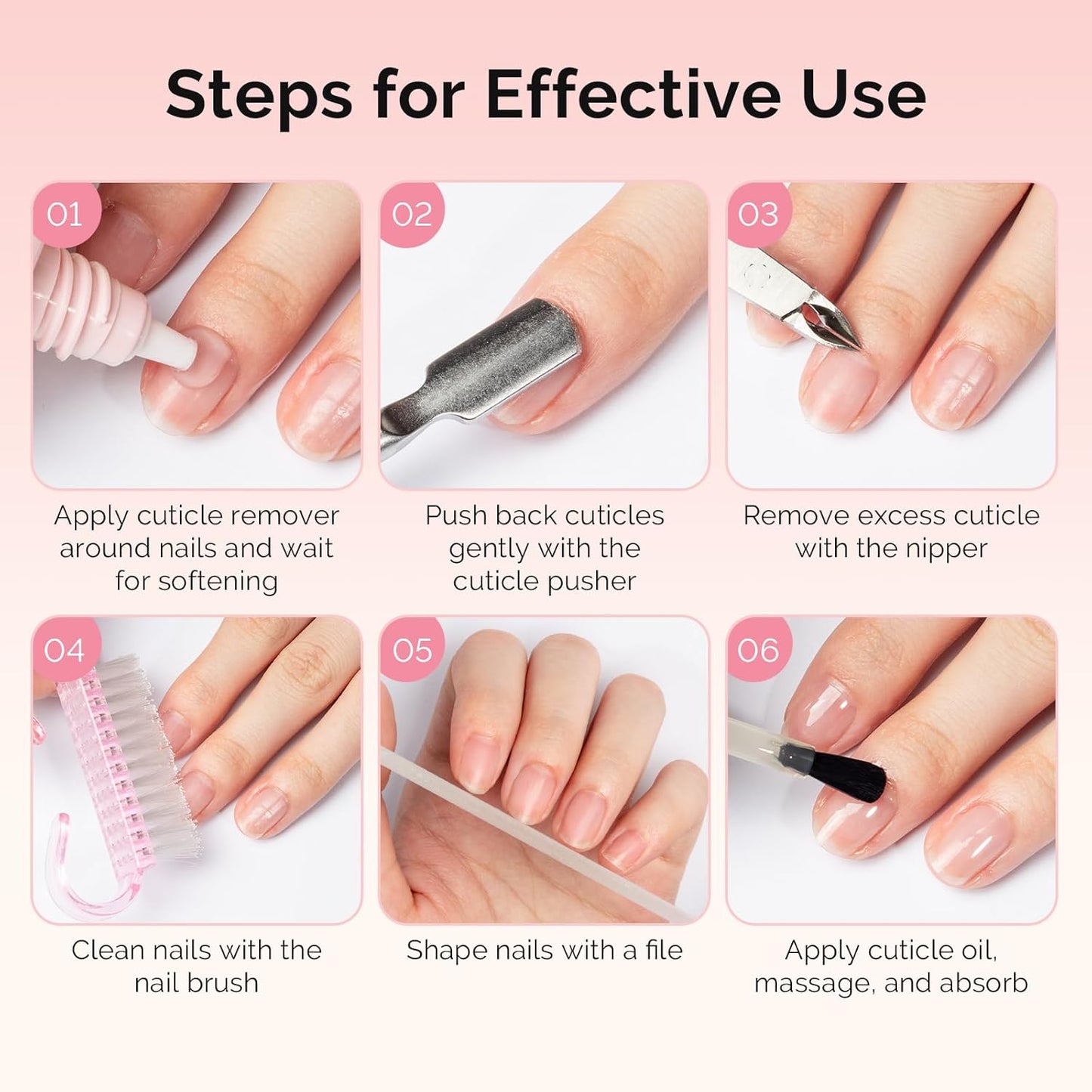 MelodySusie Cuticle Remover Kit,60g Cuticle Remover Cream 15ML Cuticle Oil,Cuticle Nipper Trimmer Pusher, Nail File and Brush for Cuticle Softener & Moisturize Manicure Kit for Nail Care