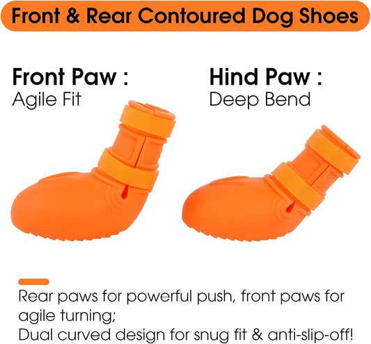 Dog Boots for Rainy Day, Hot Pavement, Non-Slip Waterproof Dog Boots & Paw Protectors, Easy to Clean Dog Shoes for Small Medium Large Dogs (Orange XXL)