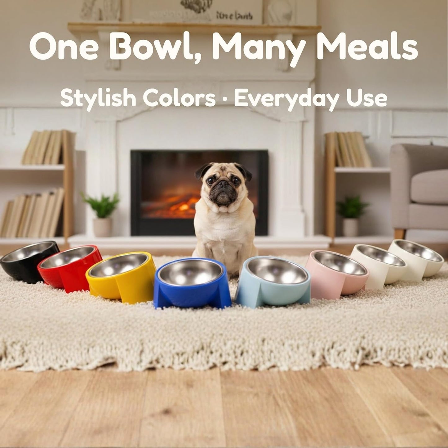 Tilted Dog Bowl for Flat-Faced & Senior Dogs, 15° Slanted Stainless Steel Dog Food Bowl, Elevated Pet Feeder for Small & Medium Dogs, Comfortable Eating Design (Pink, M (420 ML / 1.5 Cups))