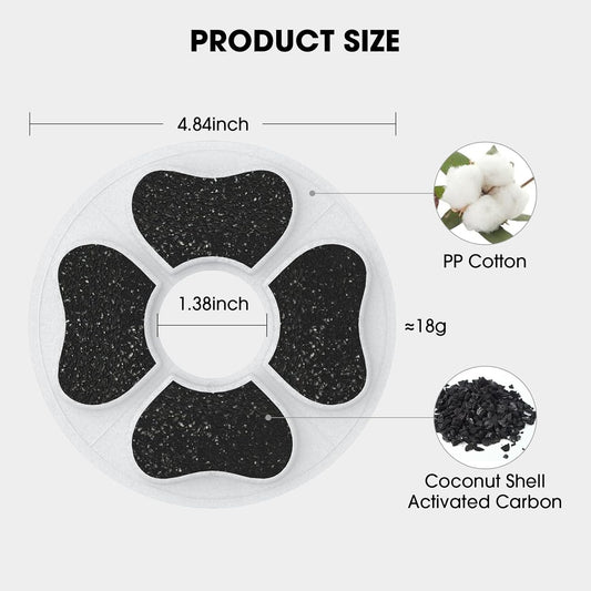 8 Packs Cat Water Fountain Food Grade Replacement Filters & Sponges for 74oz, 135oz Automatic Pet Fountain Dog Water Dispenser