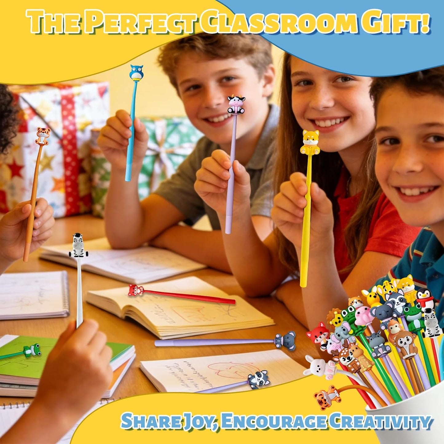Animal Pens Cute Pens Assorted Fun Gel Ink Pen for Birthdays, Classroom Prizes, School, Office Supplies (Animal, 24)