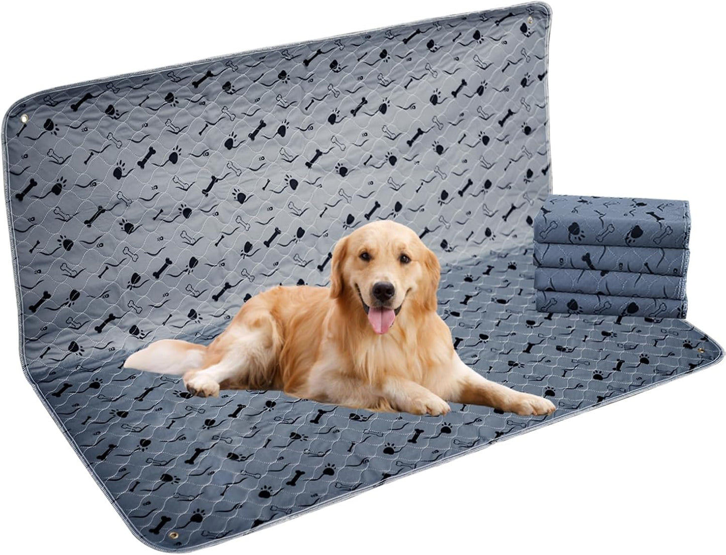 Washable Dog Pee Pad, Heavy Absorbency,Gray, Pack of 2, Waterproof Bed Pads, Puppy Training, Reusable Pet Training Mat
