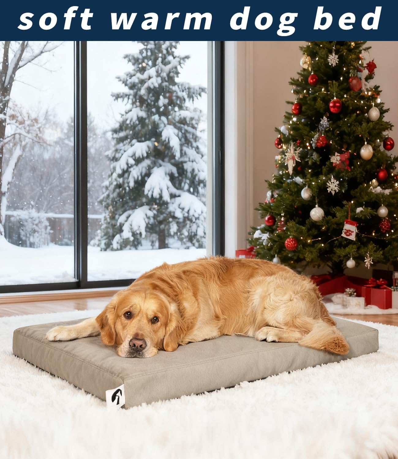 Waterproof Dog Bed for Crate Pad, Leather Brown Hair Resistant Dog Beds with Wipeable Covers, Easy Clean Large Mattress Pet Mat