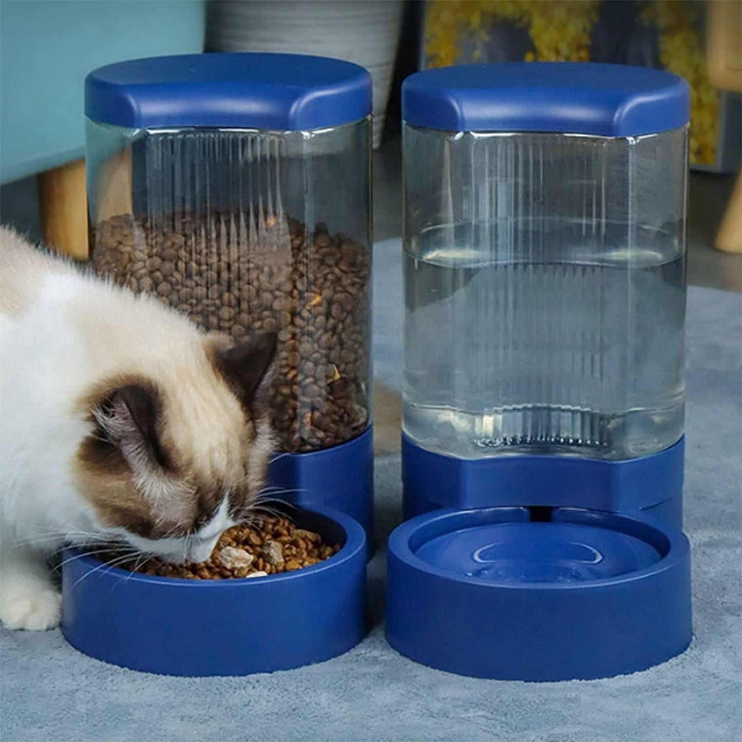 Pet Automatic Feeder and Water Dispensers Set, Automatic Pet Dog Cat Water Fountain Dispenser Puppy Drinker Feeder No Spill Water Dispenser and Feeder cat Fountain