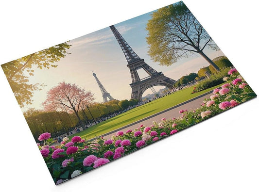 Dog Food Mat Pet Leather Tablecloth Paris Eiffel Towers Flower Pet Feeding Mat Anti-Slip Dog Bowl Mats Absorbent Pet Placemats for Dogs Protect Floor Dogs Pad for Food and Water