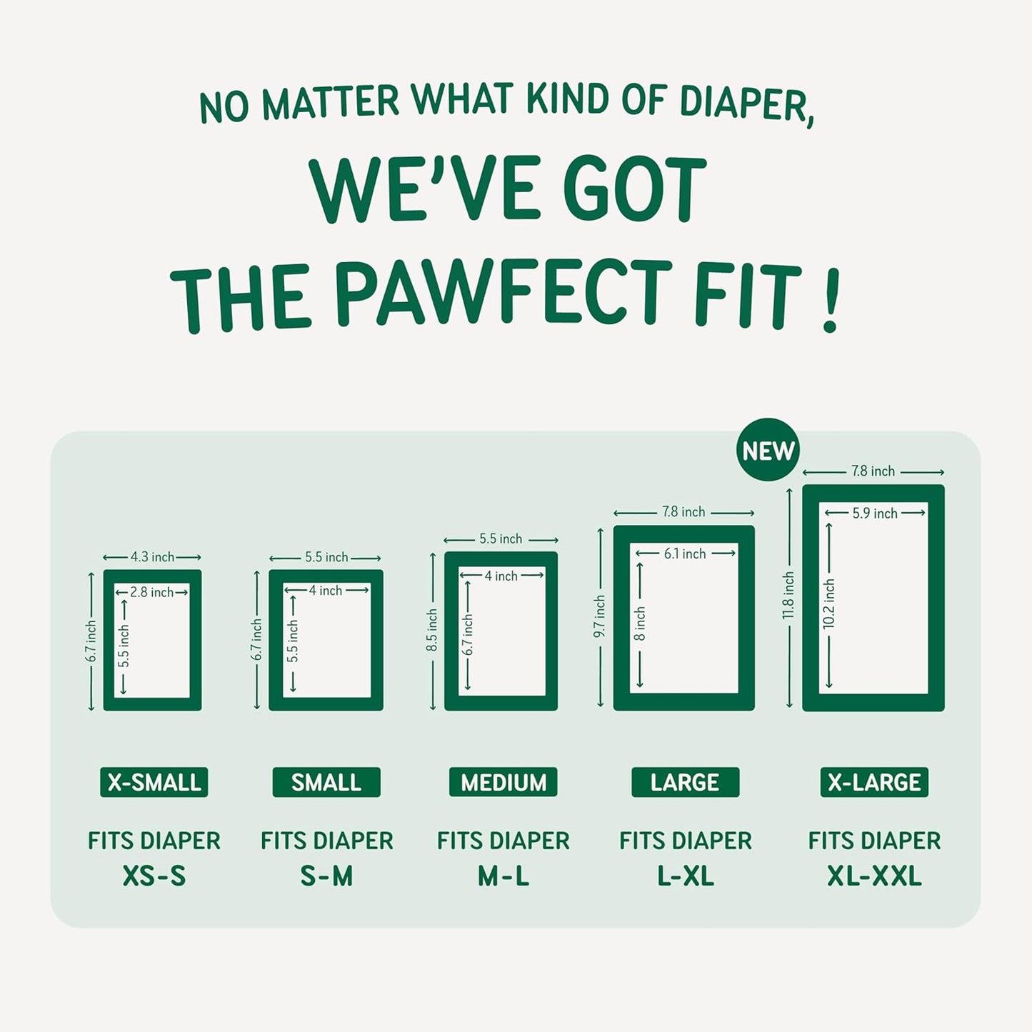 PAWPANG Disposable Dog Diaper Liners Booster Pads for Male & Female Dogs, 100ct, 5 Sizes Options, Doggie Diaper Inserts fit Most Types of Dog Diapers - Pet Belly Bands & Male Wraps (Medium(100ct))