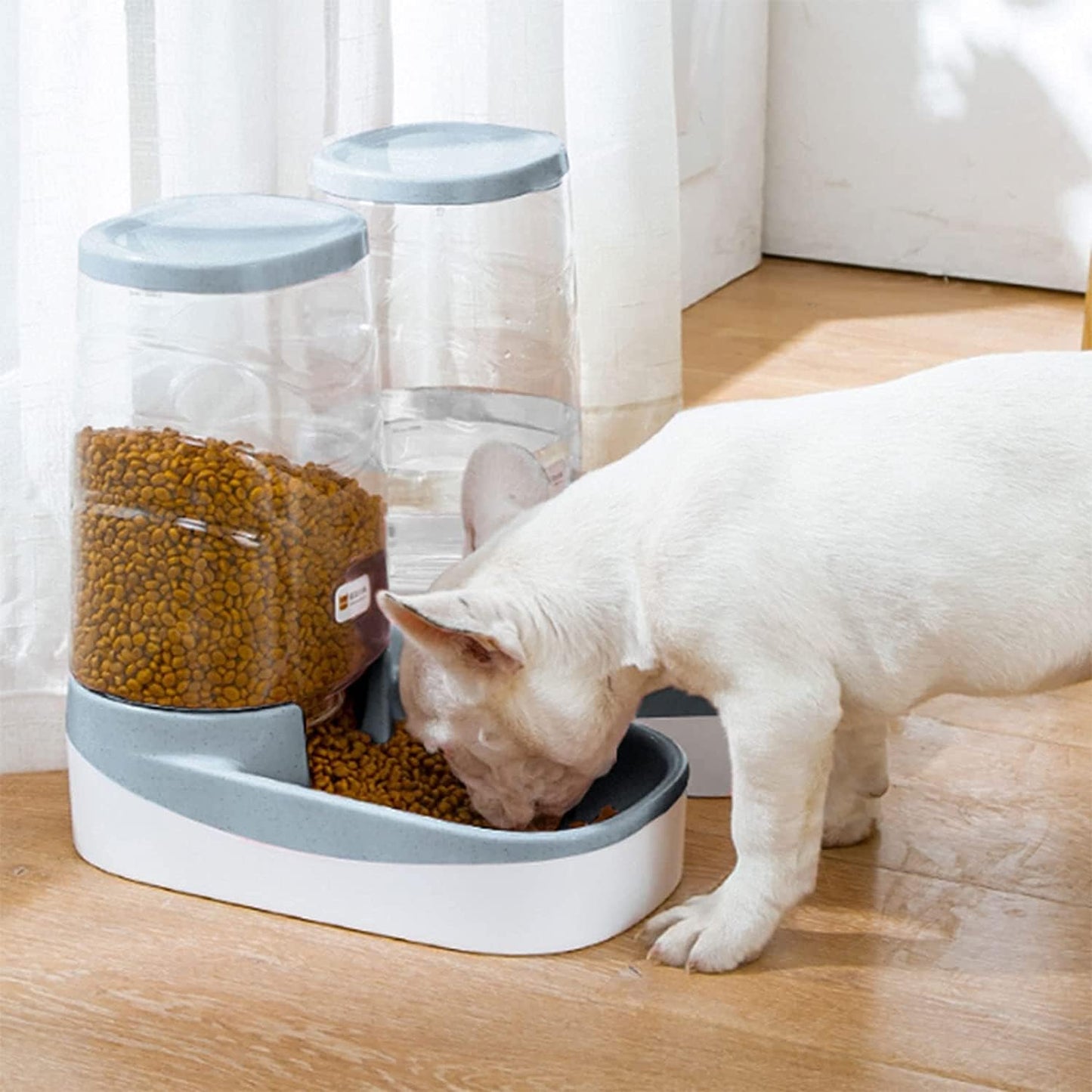 Fountain 3.8 L Pets Cats Dogs Automatic Waterer and Food Feeder Set Unplugged Feed Water Pet Supplies Gravity Pet Food Feeder and Water Dispensers Pet Water Dispenser