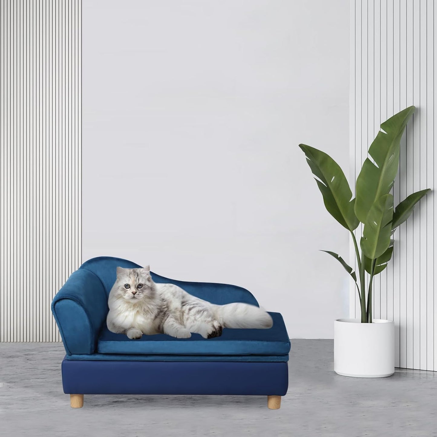 Getifun Pet Bed Sofa, Puppy Bed with Storage, Small Dog Couch with Removable & Washable Cushion, Comfy Pet Couch Bed for Cats & Puppy (Blue)