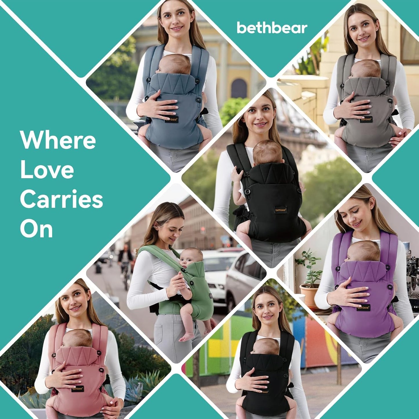 Baby Carrier Newborn to Toddler 7-45 lbs with Natural Material, Ergonomic Design,Versatile and Adjustable,Hands Free for Moms&Dads,Green