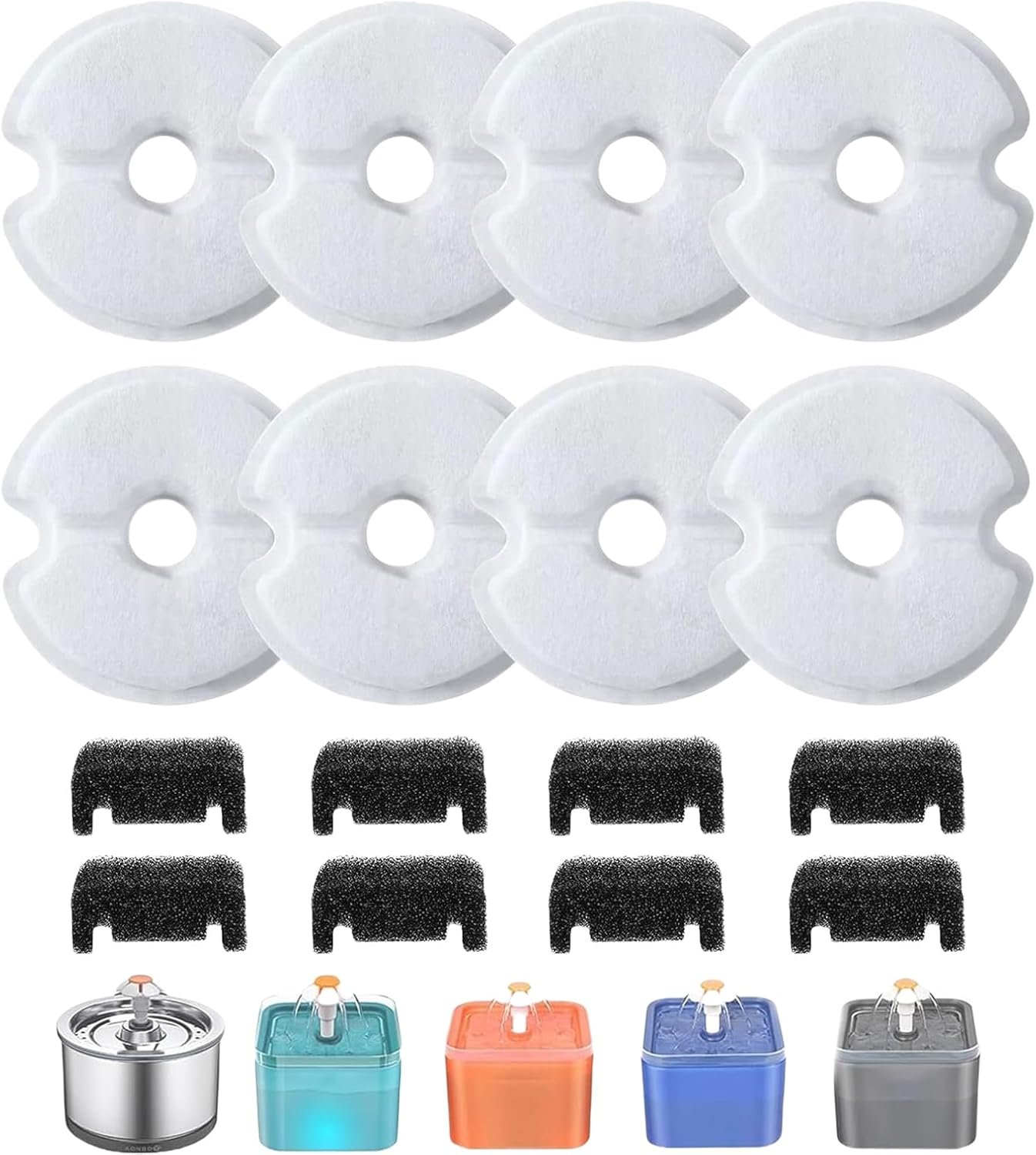 Genérico Pet Water Fountain Filter - Replacement Filters for Pet Water Dispenser Fountain | Adjustable Filtration Safe for Cats, Dogs, Solution