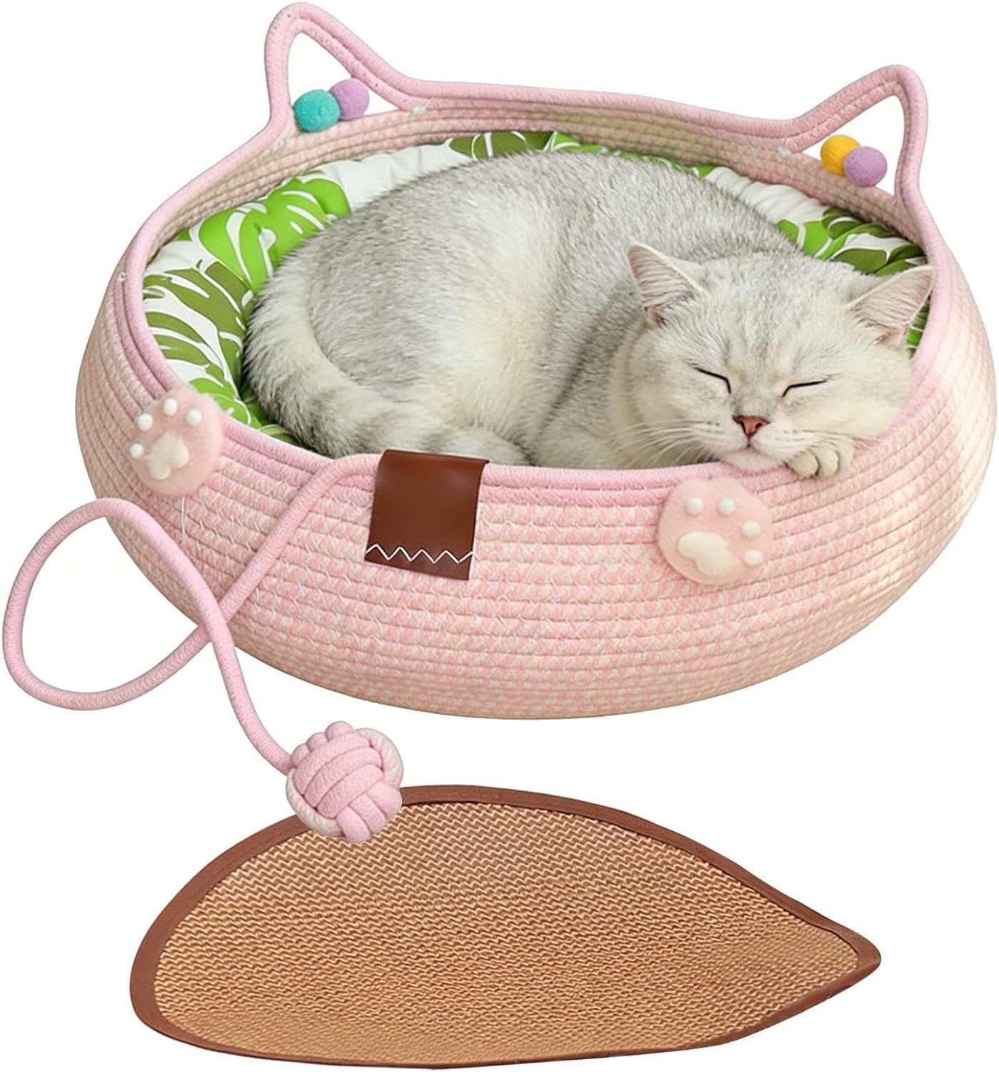 Genérico Cat Bed with Pillow Cushion Washable Non-Slip | Comfortable Bed Type for Indoor – for Puppies, Interaction, Home, Living Room, Balcony