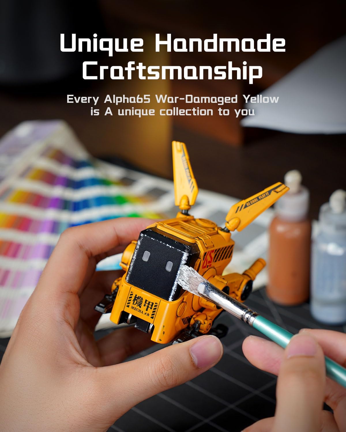 GravaStar 65W Charger, Alpha65 Robot Fast GaN Charger Block, 3-Port Fast Power Adapter, Foldable Compact for Travle, Used for iPhone, MacBook, iPad, Galaxy S23/S24, Steam Deck (65W, Yellow)