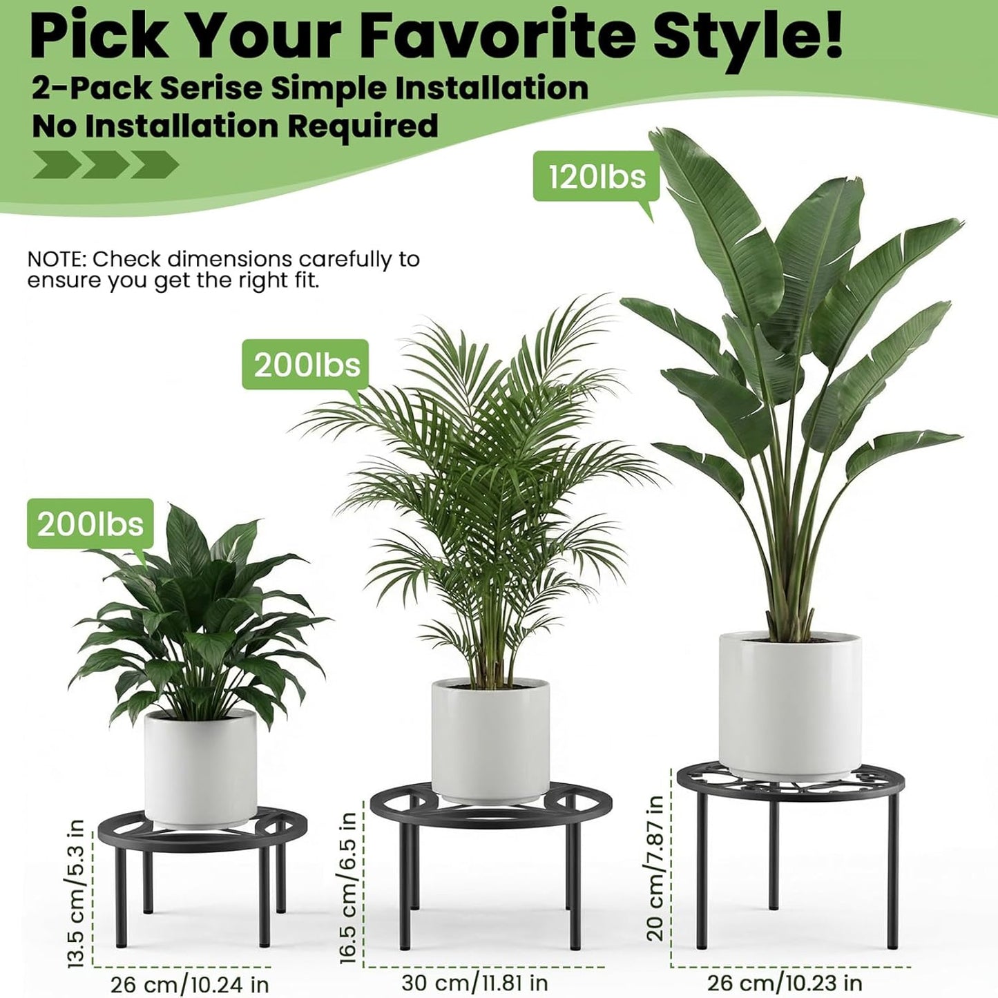 TOSKING 2-Pack Heavy Duty Metal Plant Stands - 10-inch Decorative Round Plant Stand, Adjustable Leveling Feet & Rust-Resistant Finish for Indoor/Outdoor Use