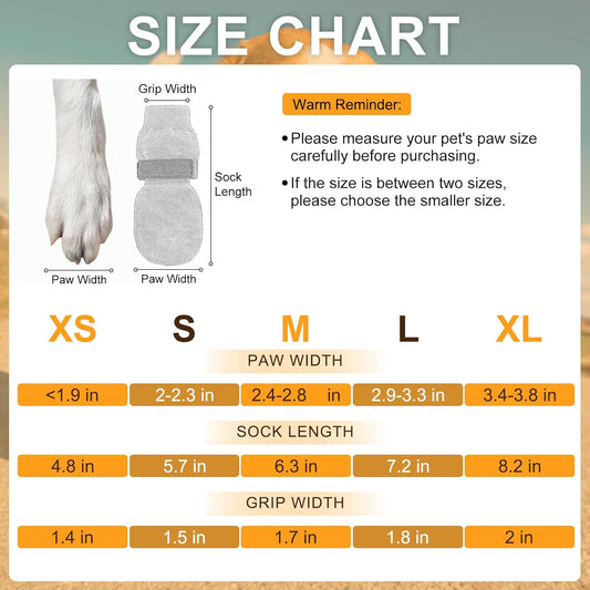 BEAUTYZOO Dog Socks, Non Slip Dog Socks to Prevent Licking Paws -Dog Shoes for Hot/Cold Pavement, Dogs Boots & Paw Protectors, Doggie Booties for Hardwood Floors, Small Medium Large Senior Dogs