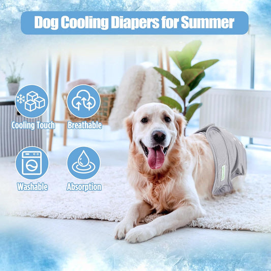 wegreeco Cooling Dog Diapers Female, Reusable Dog Cooling Diapers, High Absorbent Puppy Doggie Panties for Heat, Excitable Urination, or Incontinence, Self-Cooling, 5 Pack(Elegant, Small)