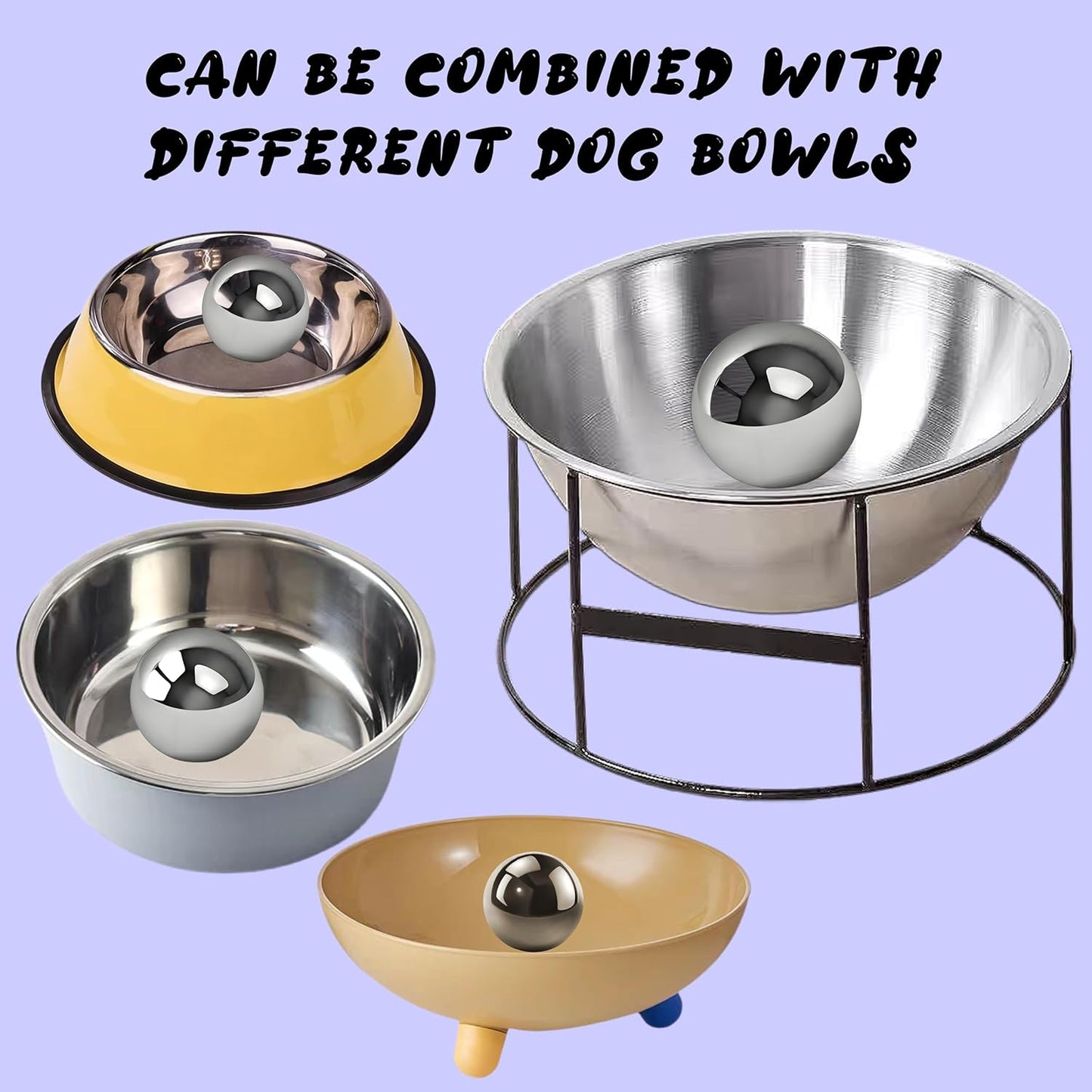SUS304 Stainless Steel Dog Food Slow Feeder Ball - 2.5in - Slows Fast Eating, Prevents Choking, Bloating & Obesity - Fun Feeding for All Dogs - Durable, Smooth & High Adaptability (Small 2.5Inch)