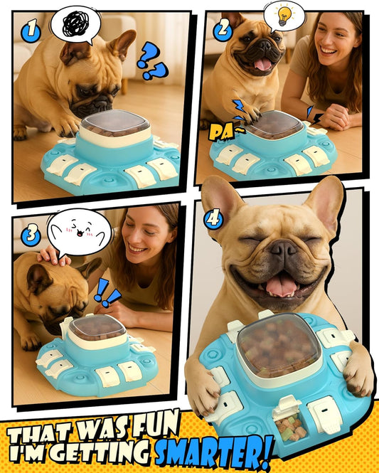 Dog Puzzle Toy:2 Levels for Smart Dogs, Slow Feeder with Button for IQ Training and Mental Enrichment for Small Medium Large Dogs