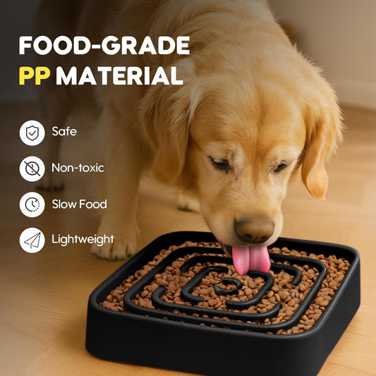 TOBYTO Slow Feeder Dog Bowls for Large Medium Breed, Anti-Choking Pet Slow Feeding Food Bowl, Non Slip Maze Puzzle Dog Feeder Bowl Prevent Bloating,Black