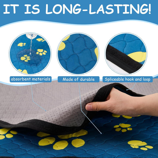 Washable Pee Pads for Dogs 24x48 Inch (1 Pack) - Thick Heavy Absorbent Reusable Pet Training Pads, Leakage & Non-Slip for Puppy Playpen/Crate/Potty, Spliceable, Machine Washable, Blue
