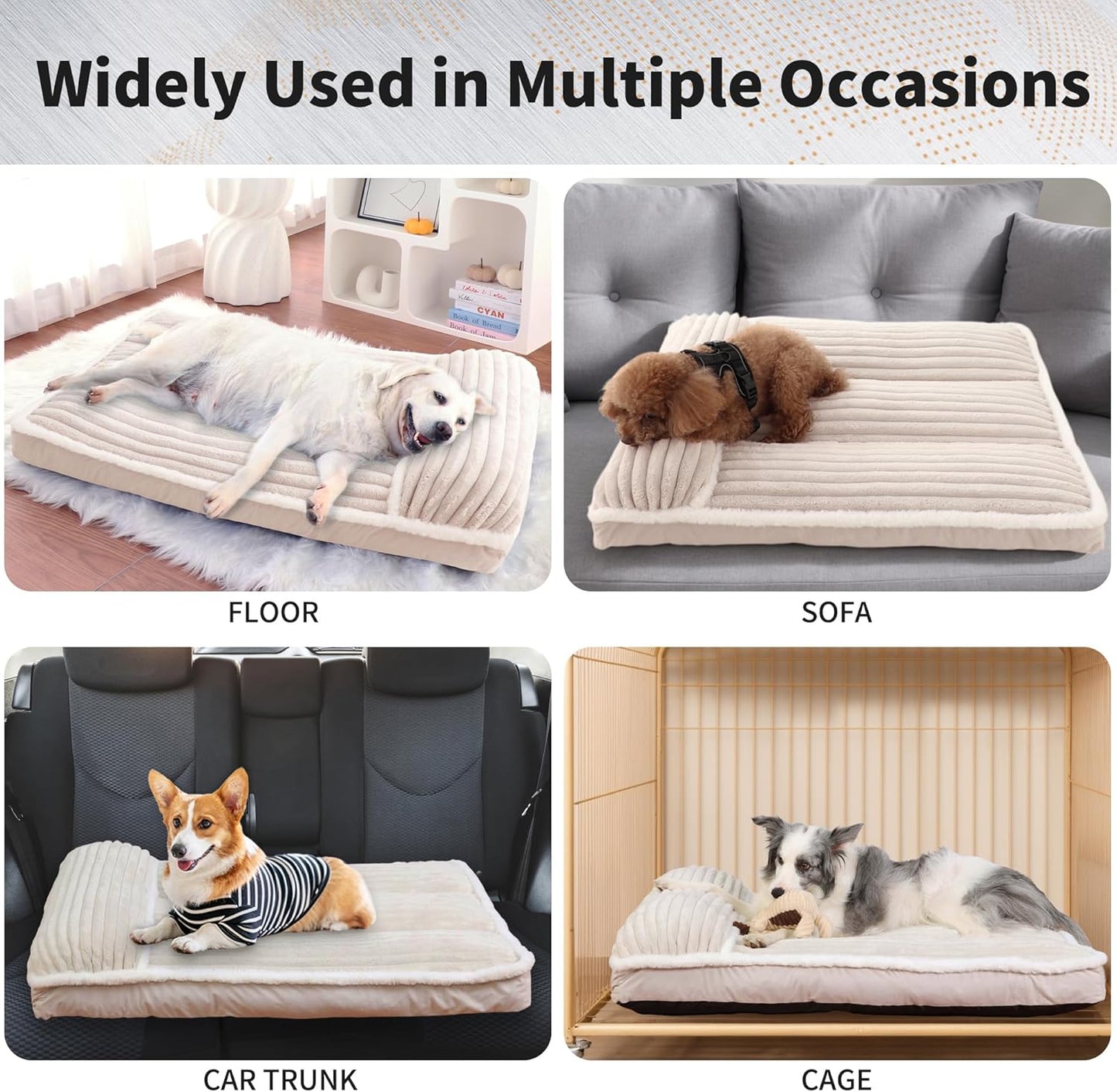 KHONSU PET 베개 포함 강아지 침대 10.2cm(4인치) 정형외과 패드 최대 49.9kg(110파운드) 대형견용 방수 탈착식 커버 세탁기 세탁 가능, XXL 강아지용