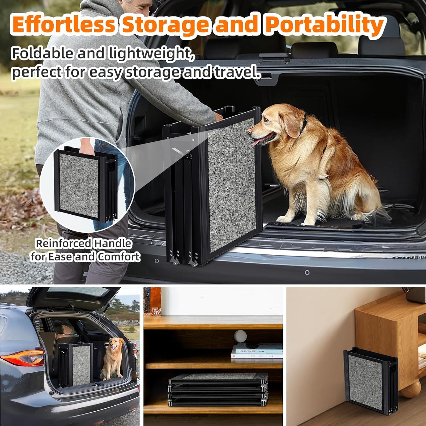 Dog Ramp for Car 71"x 20" Large DogFolding Pet Stair Ramp for Truck, SUV, with Non-Slip Surface, Up to 250LBS, Portable PetSteps