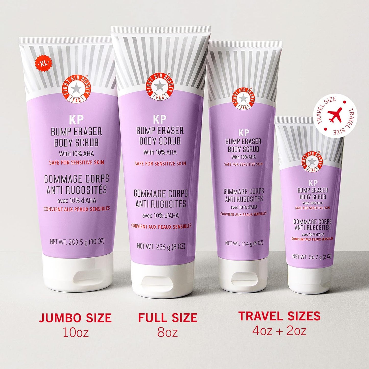 First Aid Beauty - KP Bump Eraser Body Scrub with 10% AHA, Keratosis Pilaris Skin Exfoliater with Glycolic and Lactic acids, Helps Reduce Chicken Skin Bumps, Safe for Sensitive Skin, 8 oz + Bonus, 2ct