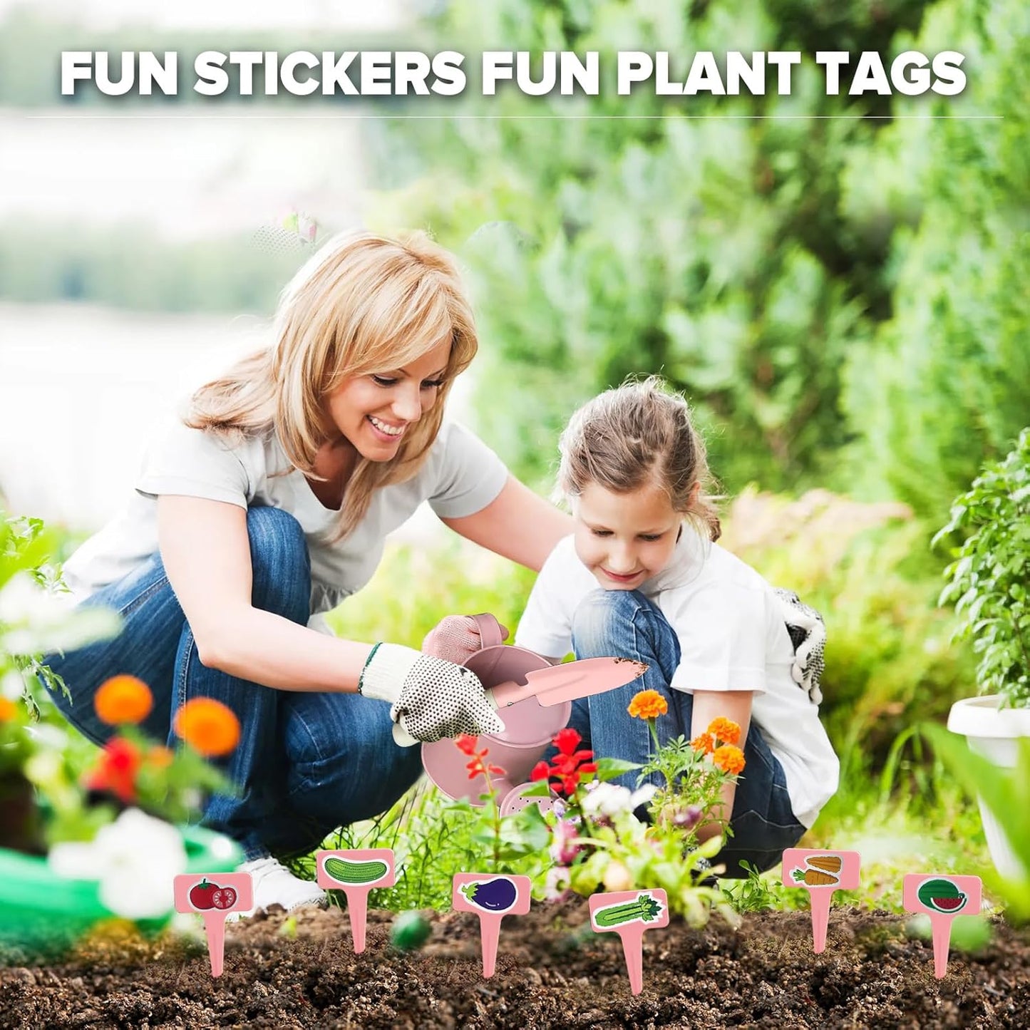 Kids Gardening Set 14Pcs Garden Tools with Tote Bag,Watering Can, Shovel, Apron, Garden Book and More Educational STEM Learning Outdoor for Toddlers Boys Girls (Floral)