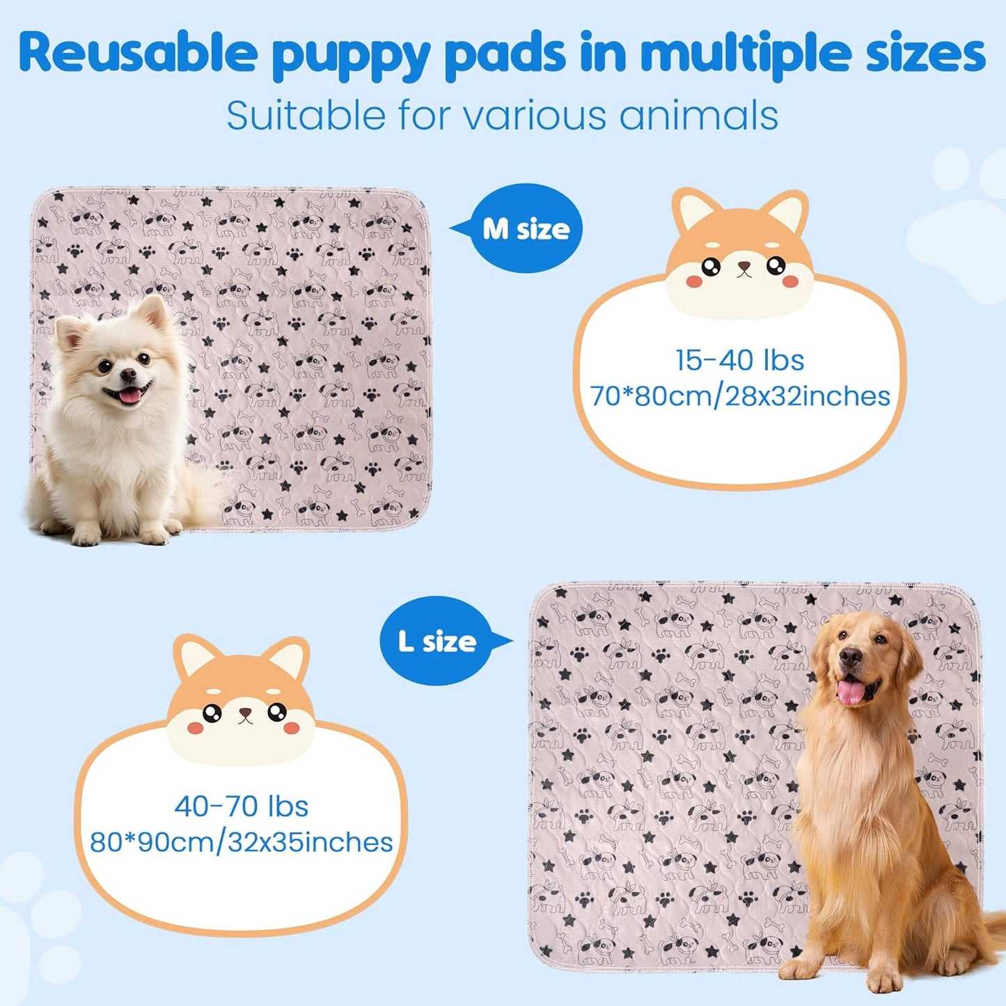 Washable and Reusable Puppy Pee Pads for Dogs Super Durable Chew Proof with Waterproof TPU Backing Non Slip Design Portable for Home Travel and Outdoor Use Khaki Large 1 Pack