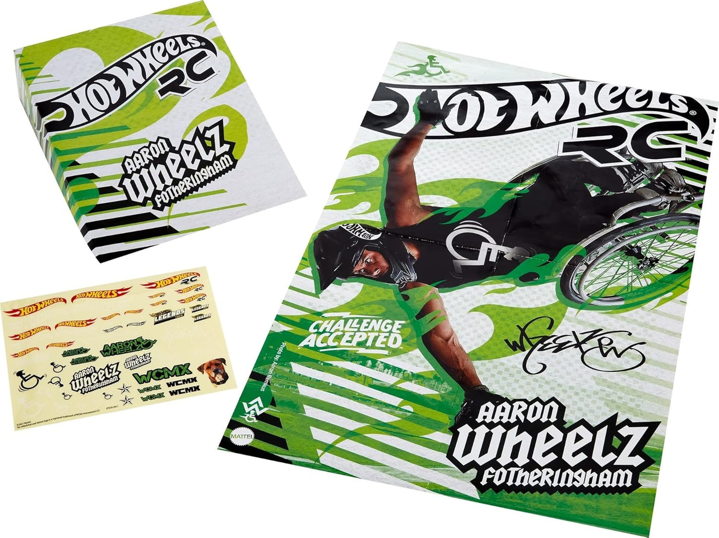 Hot Wheels RC Aaron Wheelz Wheelie Chair, Remote-Control Wheelchair with Motocross Aaron "Wheelz" Fotheringham Figure