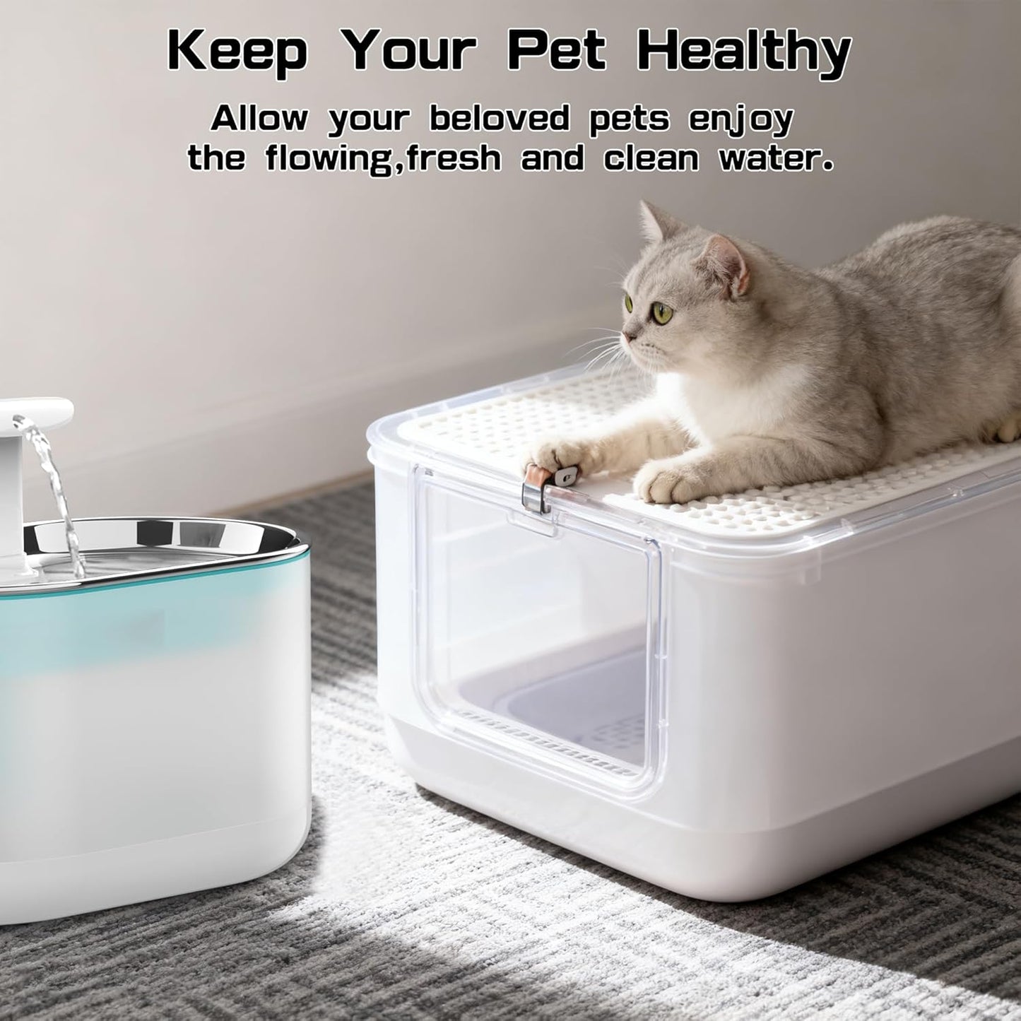 Cat Water Fountain Filters, PLWF002 Replacment Filter Compatible with Pet Water Fountain, 8 Pack with 8 Filter Sponges